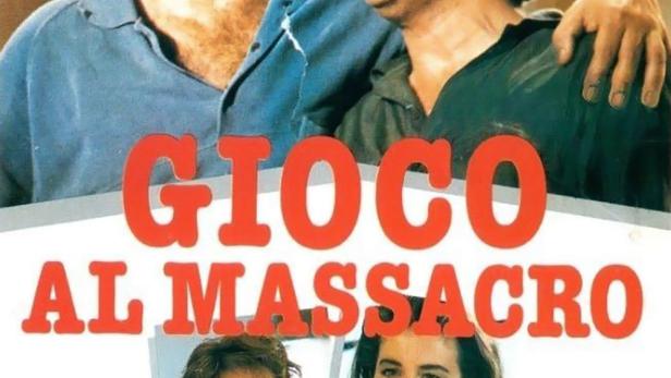 Das Filmplakat für „Gioco al massacro“ zeigt zwei Männer und zwei Frauen.