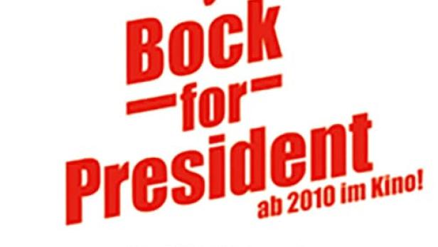 Das Filmplakat für „Bock for President“ zeigt eine Karikatur und den Slogan des Films.