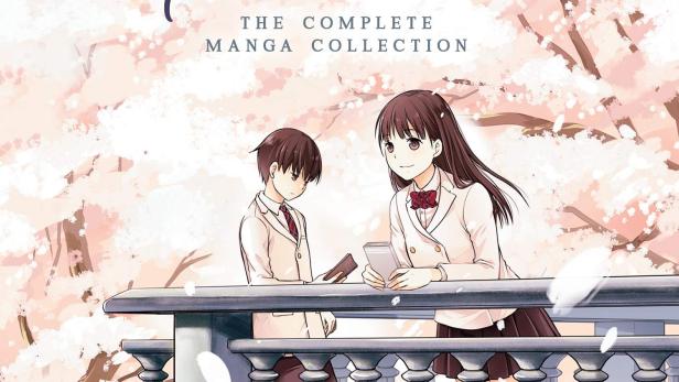 Cover des Manga „I Want to Eat Your Pancreas“ mit zwei Highschool-Schülern vor einem Kirschblütenhintergrund.