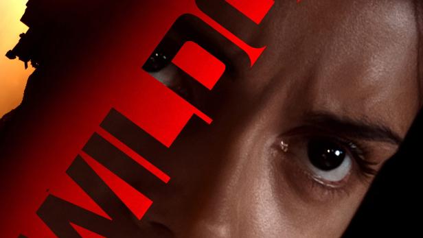 Das Filmplakat für „Wildcat“ zeigt das Gesicht einer Frau vor einem Sonnenaufgang und Silhouetten von Soldaten.