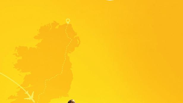 Das Filmplakat für „The Last Right“ zeigt drei Personen vor einem roten Auto mit Gepäck auf dem Dach.