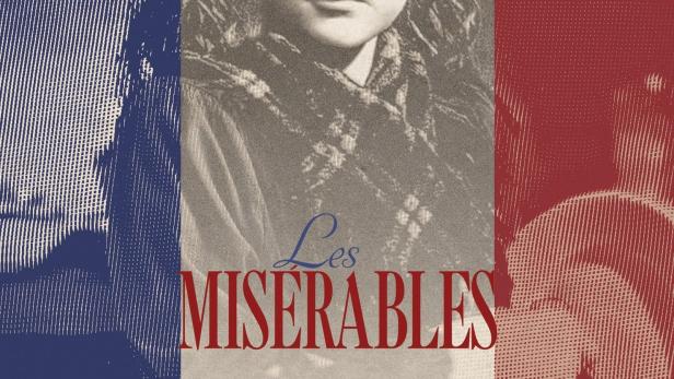 Das Filmplakat für „Les Misérables“ zeigt ein junges Mädchen vor der französischen Flagge.