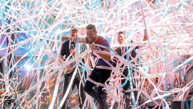 Singer Chris Martin performs with his band Coldplay on NBC's Today show in New York