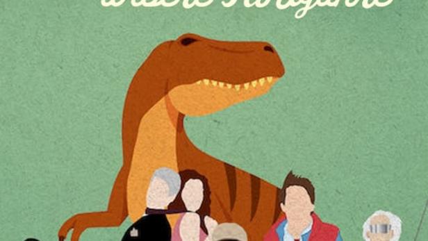 Eine stilisierte Collage verschiedener Filmfiguren unter dem Titel „Filme – Das waren unsere Kinojahre“.