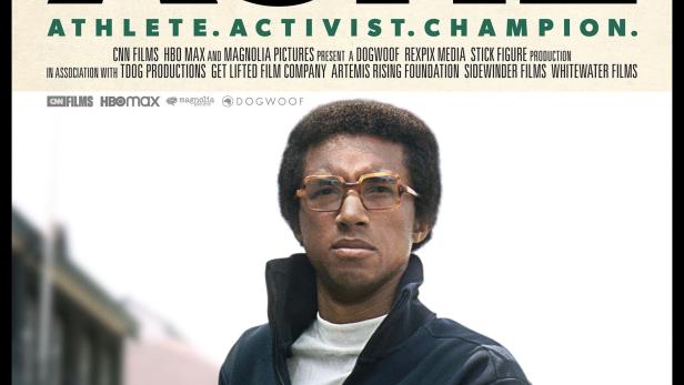 Das Filmplakat für „Citizen Ashe“ zeigt Arthur Ashe als Athlet, Aktivist und Champion.
