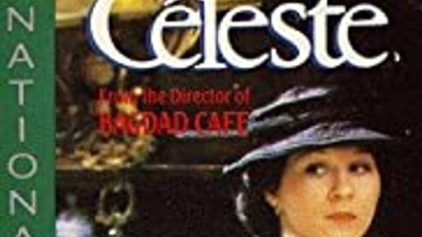 Das Filmplakat für „Céleste“ zeigt eine Frau mit Hut vor einem dunklen Hintergrund.