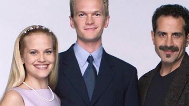 Das Filmplakat für „Stark Raving Mad“ mit Neil Patrick Harris, Tony Shalhoub und Maggie Wheeler.