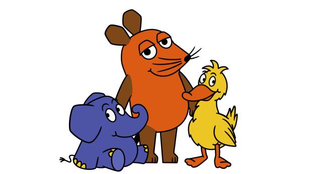 Die Maus, der Elefant und die Ente stehen zusammen.