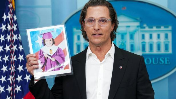 Actor Matthew McConaughey speaks to reporters about Uvalde mass shooting during a press briefing at the White House in Washington