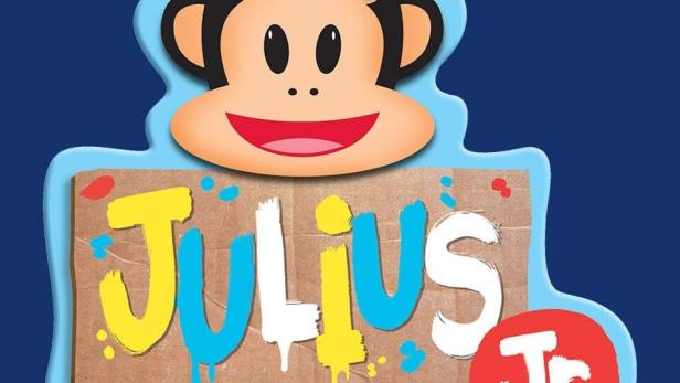 Das Logo für „Julius Jr.“ mit einem Cartoon-Affenkopf über dem Schriftzug.
