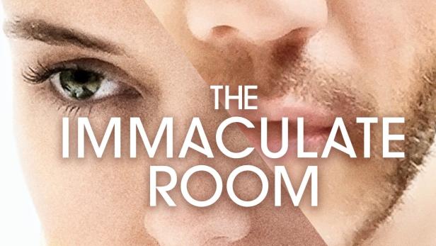 Das Filmplakat für „The Immaculate Room“ zeigt die Gesichter von zwei Personen.