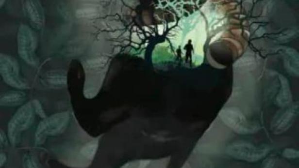 Das Filmplakat für „Killing Bagheera“ zeigt eine stilisierte, dunkle Raubkatze mit zwei Personen im Inneren.