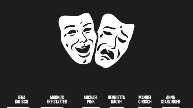 Das Filmplakat für „Fucking Drama“ zeigt Theatermasken und die Namen der Beteiligten.