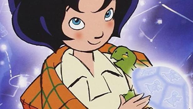 Das Cover des Films „Momo“ zeigt das Mädchen Momo mit ihrer Schildkröte.