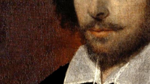 Das Buchcover von „The Shakespeare Enigma“ mit einem Porträt von William Shakespeare.