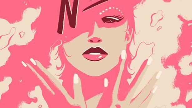Eine stilisierte Illustration einer Frau mit dem Schriftzug „You Don't Nomi“.