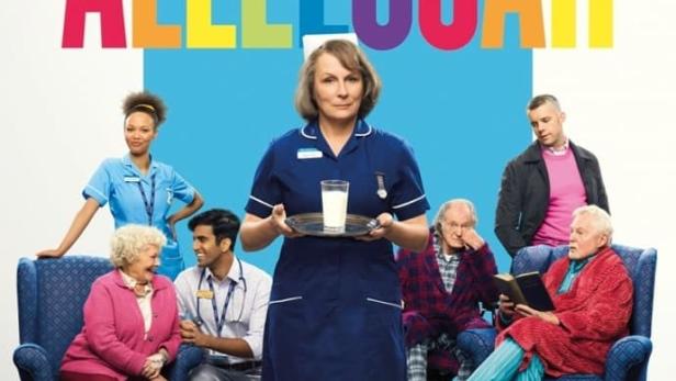 Das Filmplakat für „Alleluja“ zeigt eine Krankenschwester mit Patienten und medizinischem Personal.