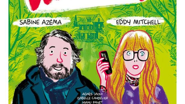 Das Filmplakat für „Wahou!“ mit den Schauspielern Karin Viard, Bruno Podalydès, Sabine Azéma und Eddy Mitchell.