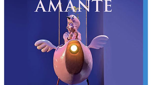 Das Cover der Blu-ray Disc von Francesco Cavallis „Ercole Amante“ mit einer Vogelpuppe.
