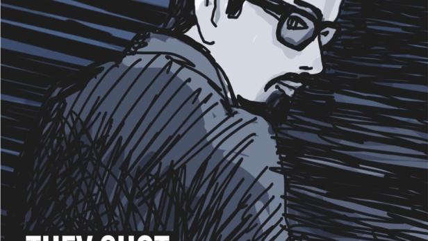 Das Filmplakat für „They Shot the Piano Player“ zeigt eine stilisierte Zeichnung eines Pianisten.