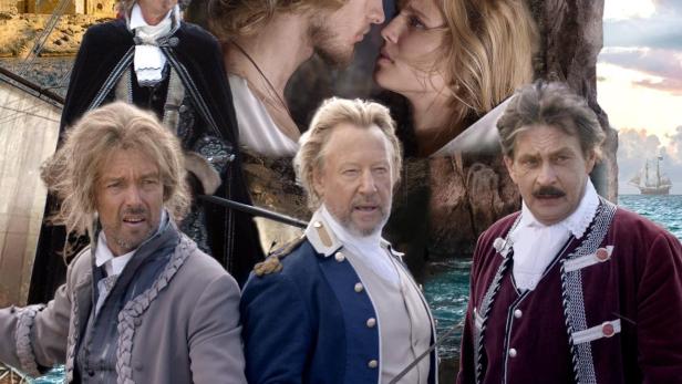 Das Filmplakat für „Gardemariny 1787“ zeigt mehrere Schauspieler in historischen Kostümen.