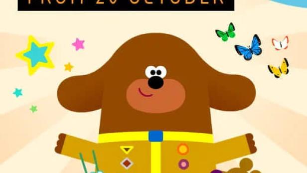 Werbung für „Hey Duggee Cinema Outing“ ab dem 20. Oktober im Vue Kino mit Duggee und seinen Freunden.
