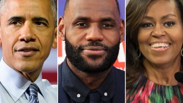 Barack Obama, LeBron James und Michelle Obama