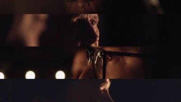 Das Filmplakat für „The Dads“ zeigt Nahaufnahmen von Männergesichtern.