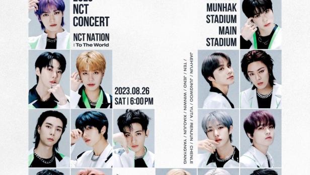 Werbeplakat für das „NCT Nation“-Konzert 2023 im Incheon Munhak Stadium.