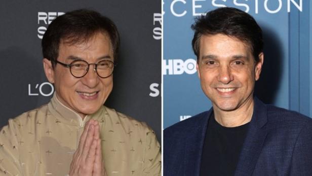 Jackie Chan und Ralph Macchio (r.) stehen gemeinsam für eine Kino-Fortsetzung von "Karate Kid" vor der Kamera. 