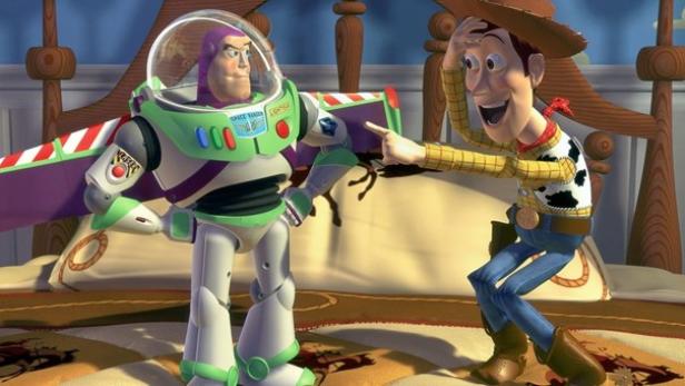 Die beiden Hauptfiguren Captain Buzz Lightyear und Sheriff Woody in "Toy Story".