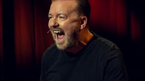 Ricky Gervais auf der Bühne während seiner „Armageddon“-Show.