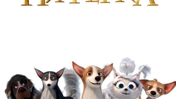 Das Filmplakat zeigt fünf animierte Hunde vor dem Titel „Великолепная Пятерка“.