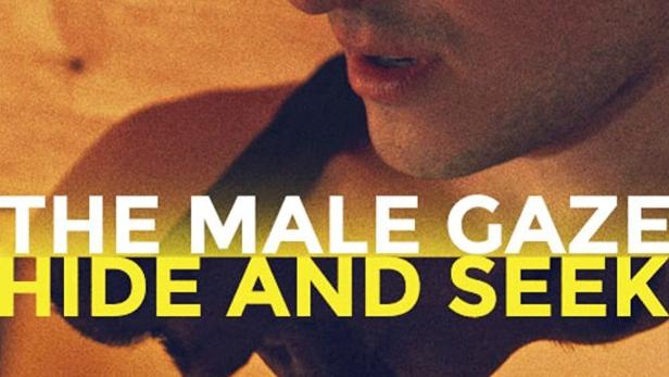 Das Filmplakat für „The Male Gaze: Hide and Seek“ zeigt zwei Männergesichter übereinander.
