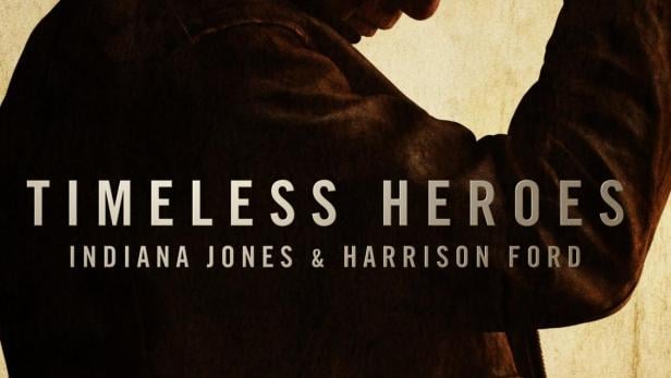 Silhouette von Harrison Ford als Indiana Jones mit Hut und Jacke.