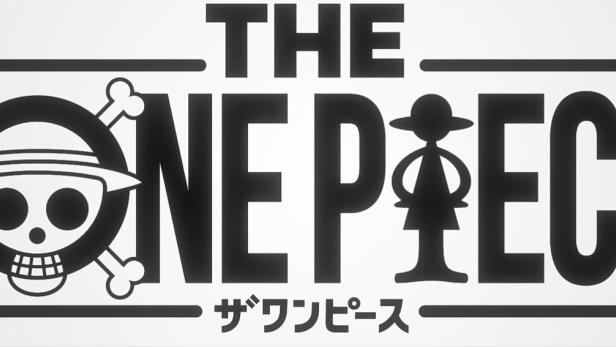 Das Logo für „One Piece“ mit dem Jolly Roger der Strohhutpiraten.