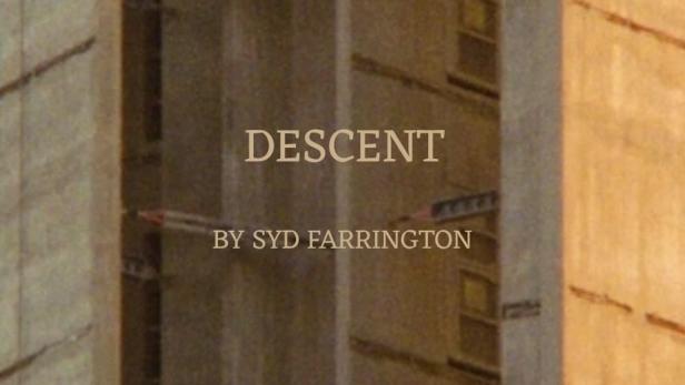 Das Cover des Buches „Descent“ von Syd Farrington zeigt ein Gebäude.