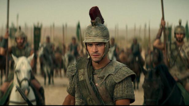 Alexander der Große auf einem Feld im Schlachtfeld
