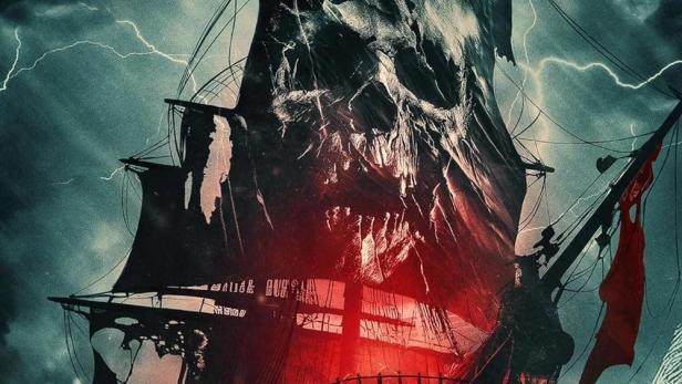 Das Cover des Films „Ship of the Damned“ zeigt ein Geisterschiff in stürmischer See.