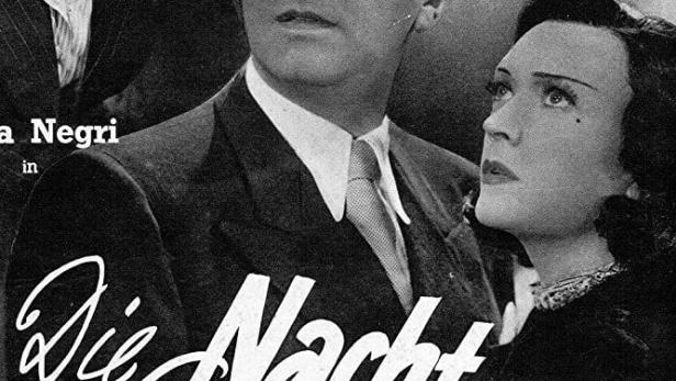 Plakat für den Film „Die Nacht der Entscheidung“ mit drei Schauspielern.