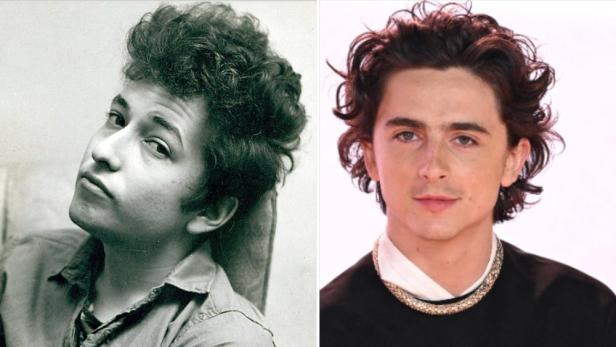 Die Ähnlichkeit zwischen Bob Dylan (l.) und Timothée Chalamet ist nicht von der Hand zu weisen