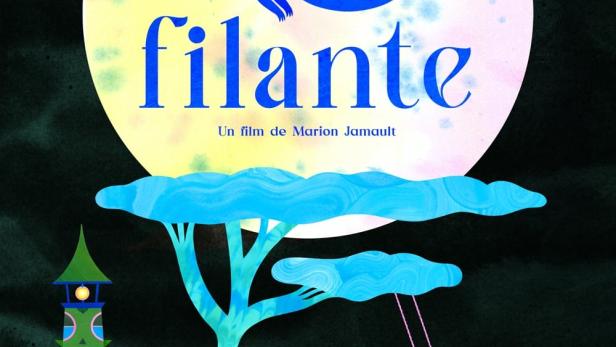 Das Filmplakat für „Filante“ zeigt einen blauen Drachen vor einem Vollmond.