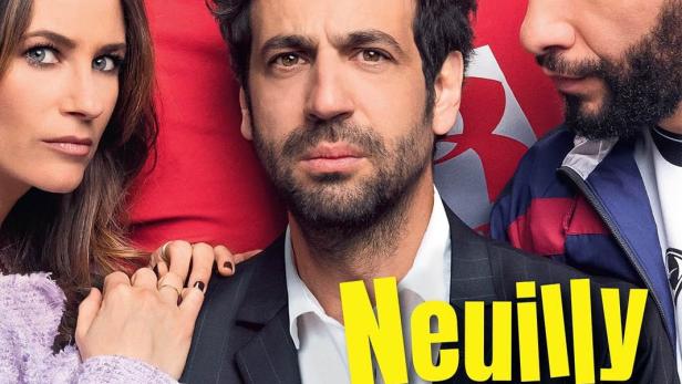 Das Filmplakat zu „Neuilly-Poissy“ zeigt vier Schauspieler, wobei einer Handschellen trägt.