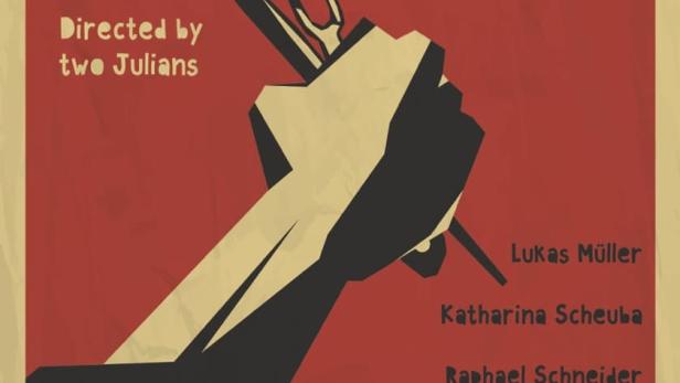 Das Filmplakat für „Das Erbe“ zeigt eine Hand, die einen Pinsel und ein Werkzeug hält.