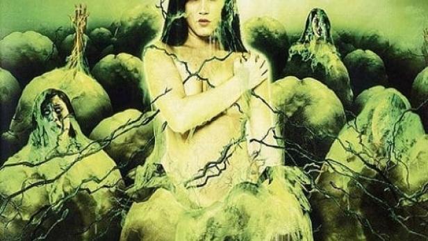 Das Filmplakat für „Körperfresser 2 – Die Rückkehr“ zeigt eine Frau inmitten von grünen, schleimigen Kokons.