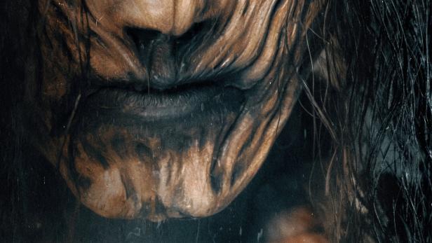 Nahaufnahme des gruseligen Gesichts von „The Hangman“.