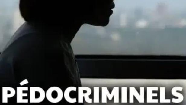 Das Poster für „Pédocriminels: La Traque“ zeigt die Silhouette einer Frau vor einem Fenster.