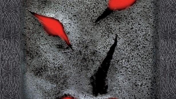 Das DVD-Cover von „Darklands“ zeigt ein Gesicht mit roten Akzenten vor einem grauen Hintergrund.