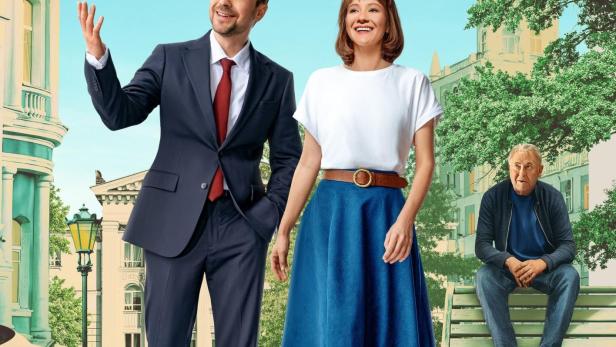 Das Filmplakat für die russische Komödie „Kulturelle Komödie“ mit den Schauspielern Yuri Stoyanov und Yana Gladkikh.