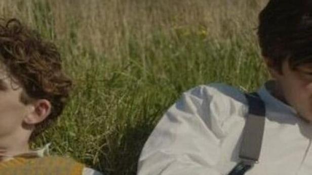 Das Filmplakat für „Lilies Not For Me“ zeigt zwei junge Männer, die im Gras liegen.